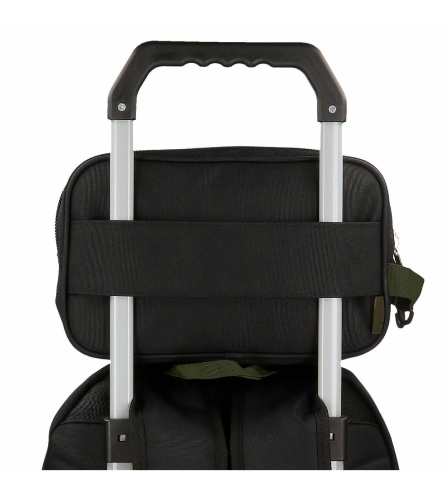 Nécessaire Pepe Jeans Luca com compartimento duplo adaptável, preta.