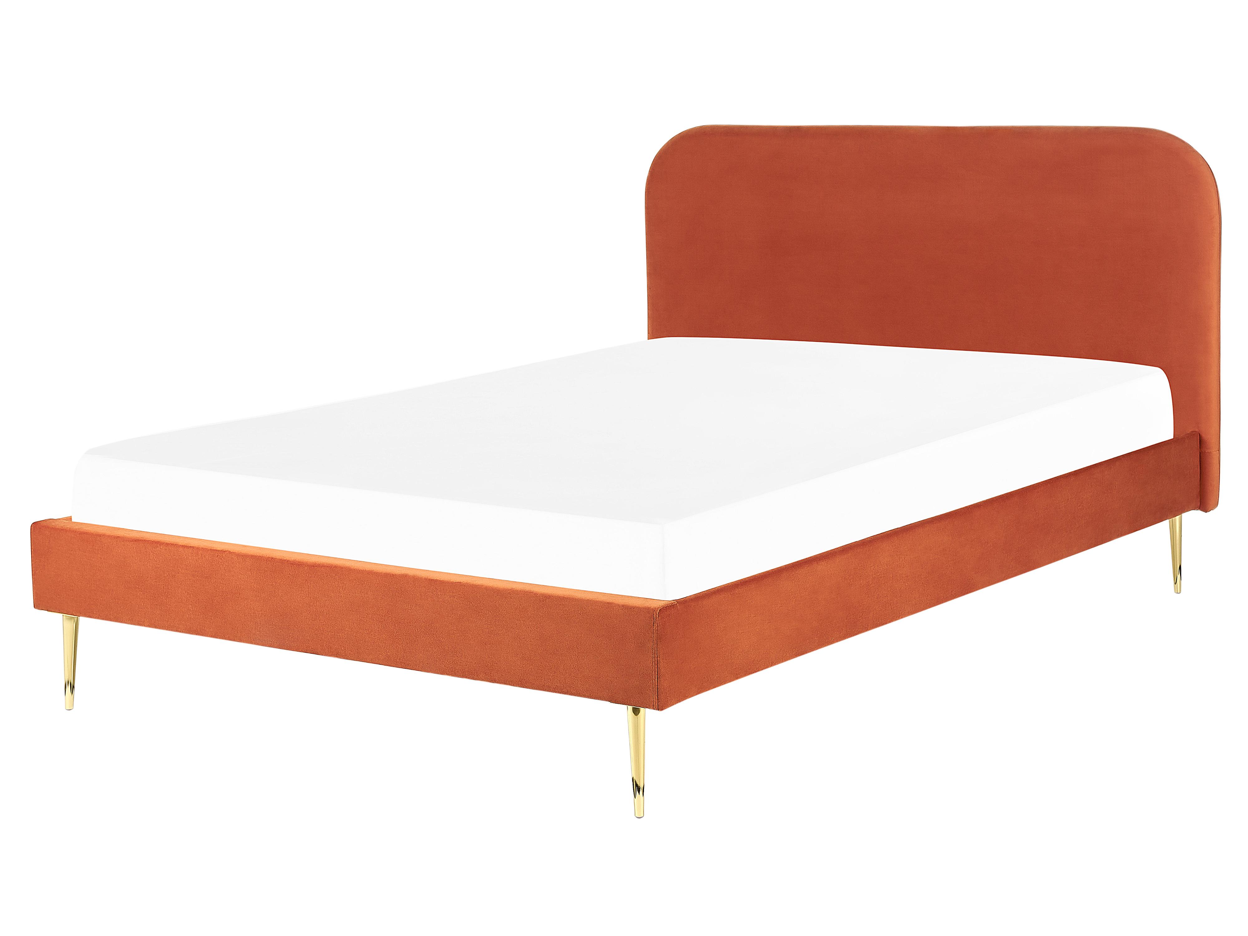 Bed Fluweel FLAYAT 160 x 200 cm Oranje