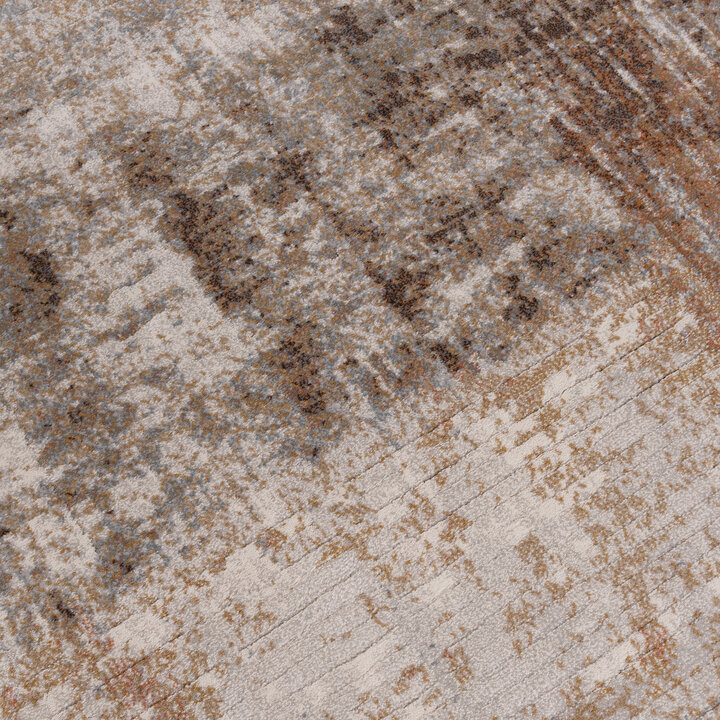 Rond abstract vloerkleed - Xavier Scratch Taupe/Rood