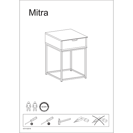 MITRA natbord - hvid