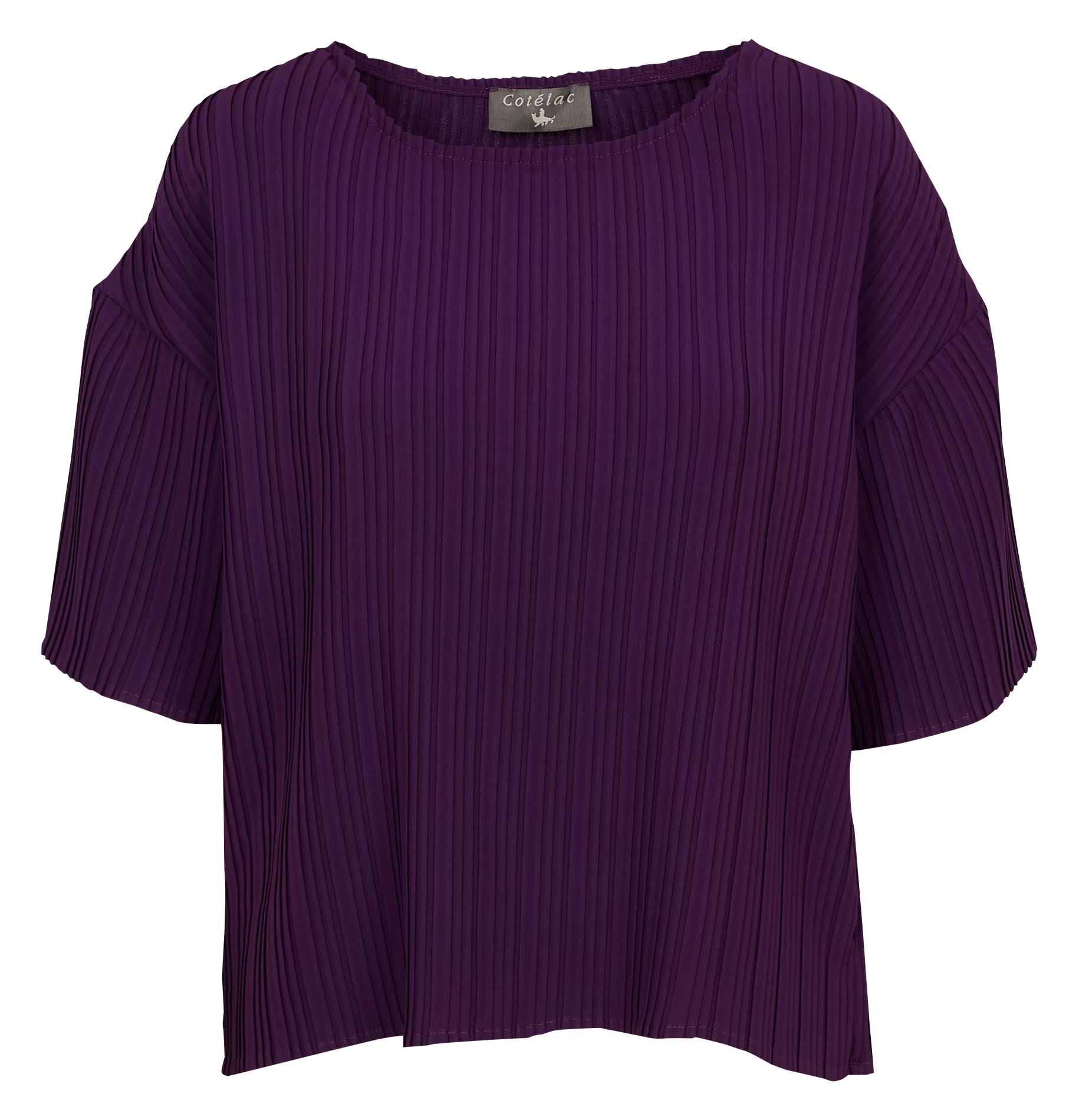 Blouse col rond plissé | Violet