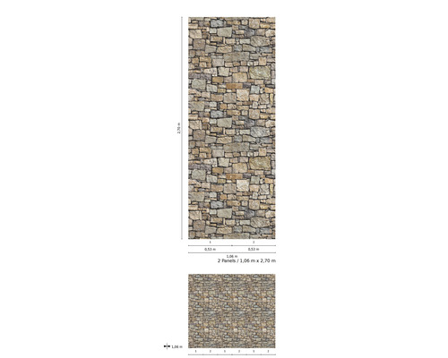 Vliesbehang 47262 Smart Art Easy Stones beigegrijs 2-delige set 106 x 270 cm
