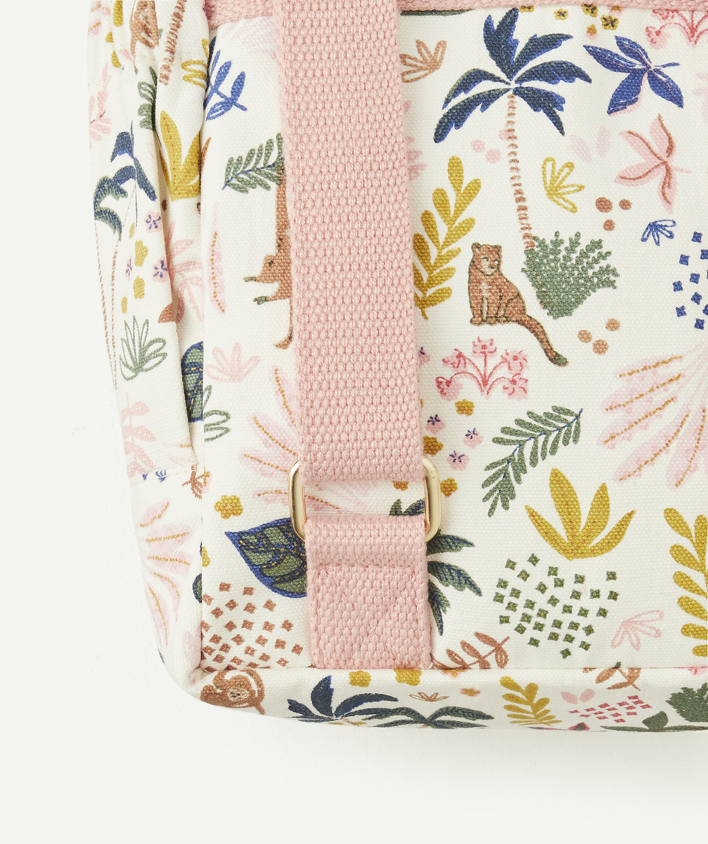 sac à dos zippé bébé fille en coton biologique imprimé savane coloré
