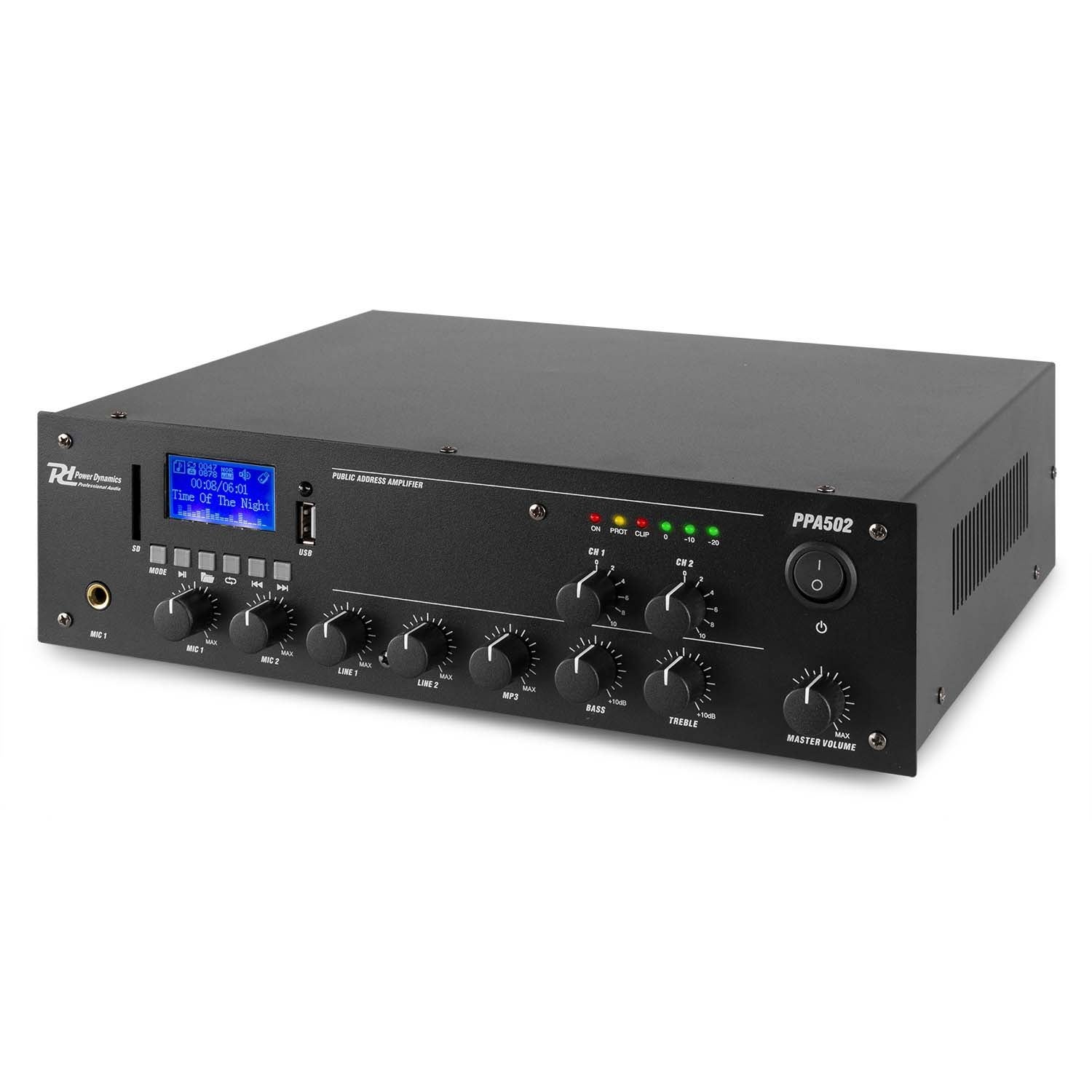 Power Dynamics PPA502 100V/70V & 4/8 Ohm 2-kanaals versterker - 50 Watt