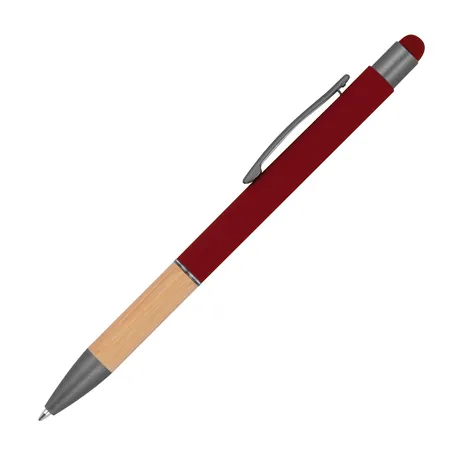 Macma Touchpen Kugelschreiber mit Griffzone aus Bambus / Farbe: bordaux