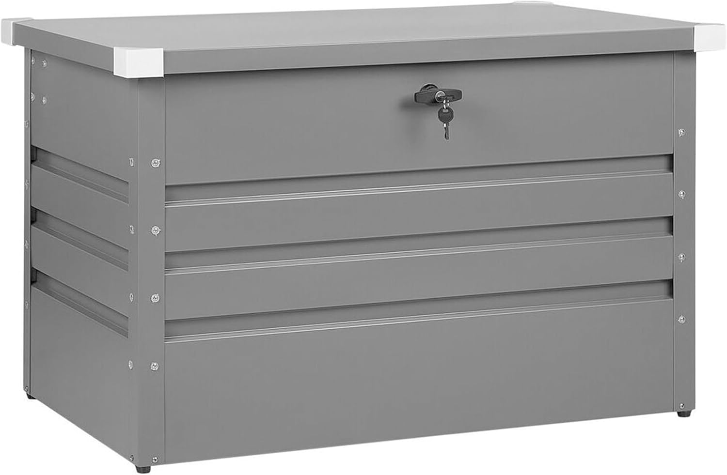 Beliani Metall-Gartentruhe 300 l grau Kissenbox Auflagenbox für die Terrasse wasserdicht Aufbewahrungsbox Gartenbox Cebrosa