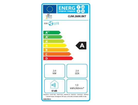 CONFORT LINE - Climatiseur mobile 2600w 26m2 avec kit fenêtre - clim.2600bk...