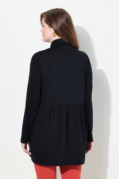 Longshirt, Rollkragen, A-Linie, Langarm, Biobaumwolle