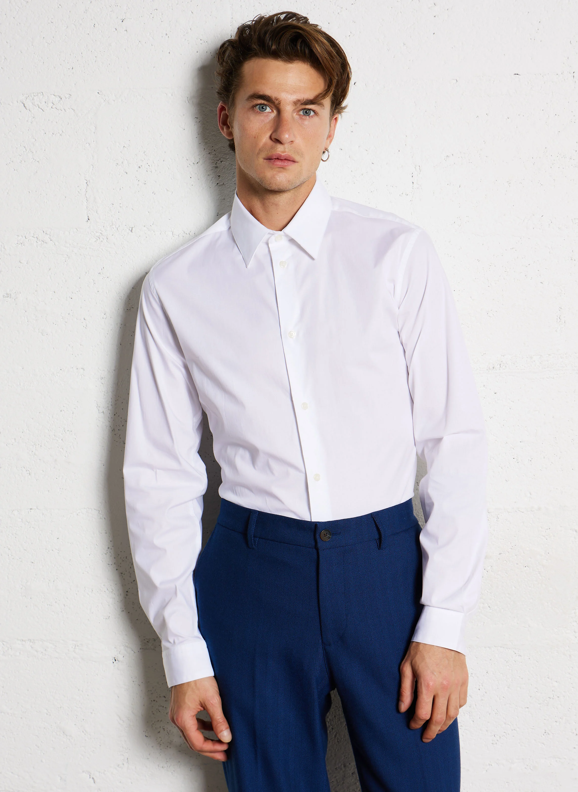 ESTRETCH - Chemise slim-fit en coton mélangé | Blanc