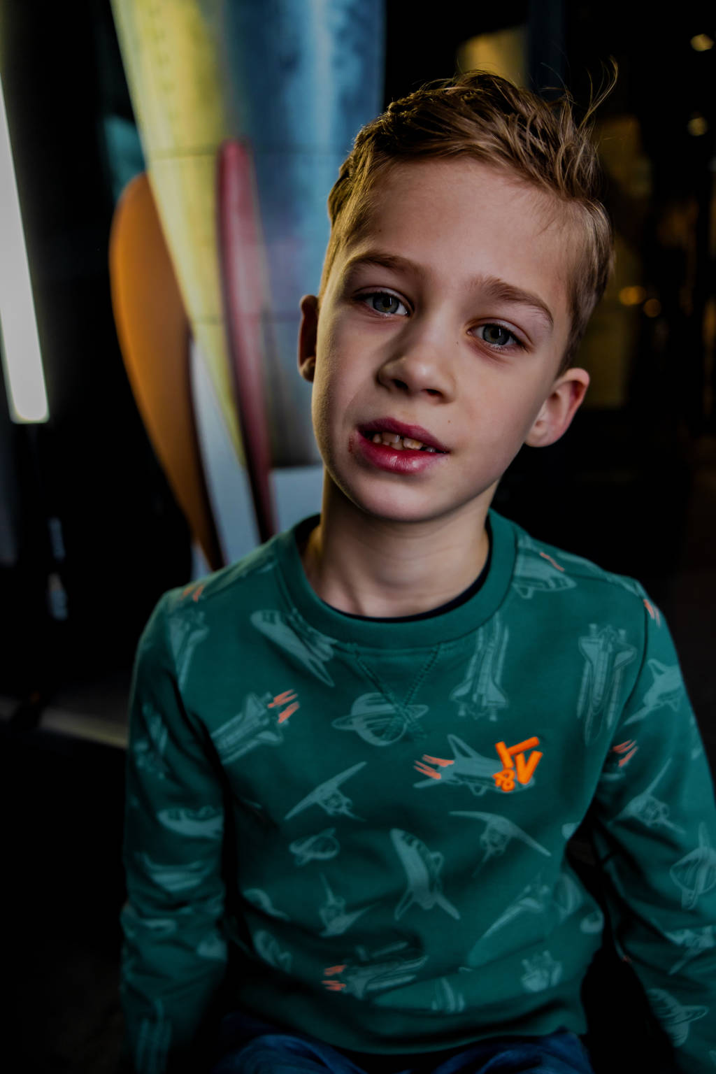 TYGO & vito sweater Senna met all over print zeegroen/grijs