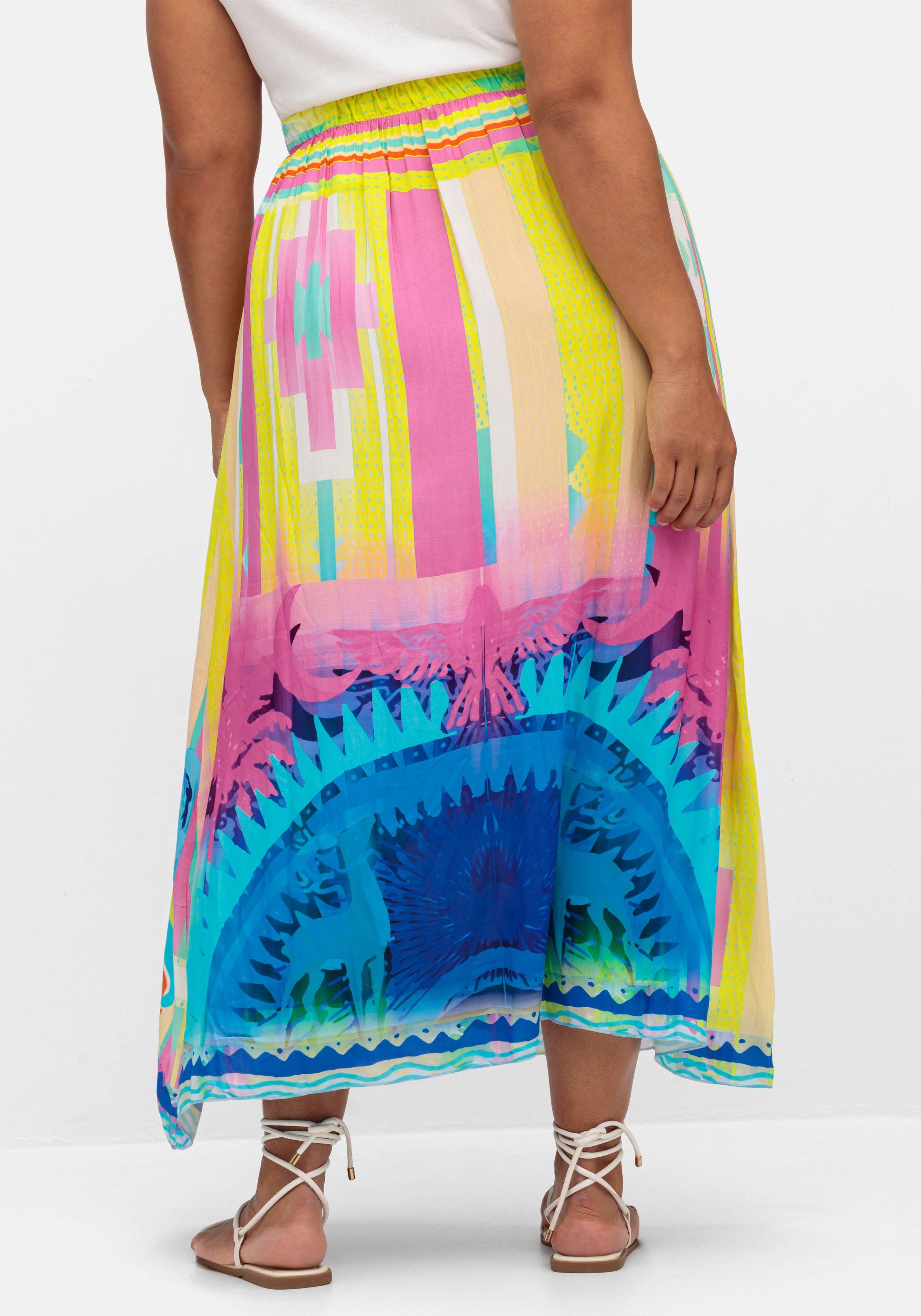 Maxirock aus Viskose, im Multicolor-Muster