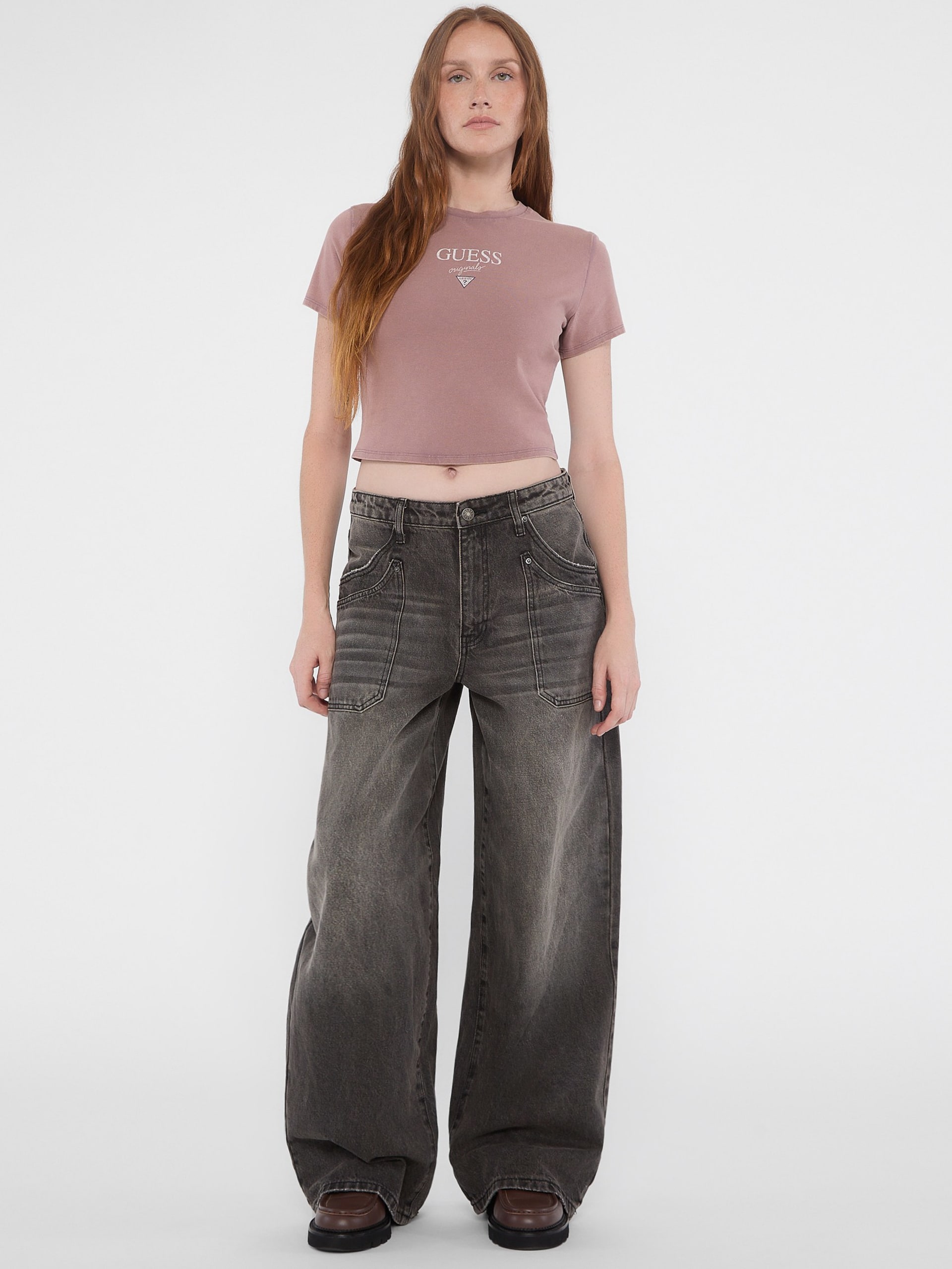 Calça jeans de perna larga com dois bolsos da GUESS Originals