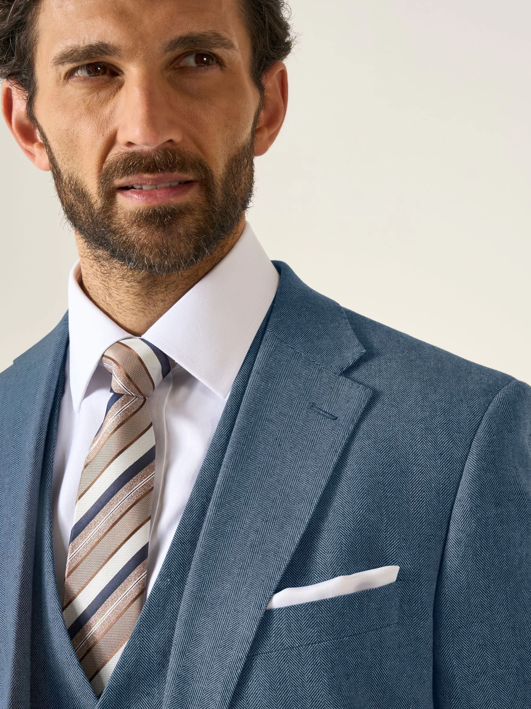 Blauw - Skopes maatgesneden Calvados colbert van linnenmix