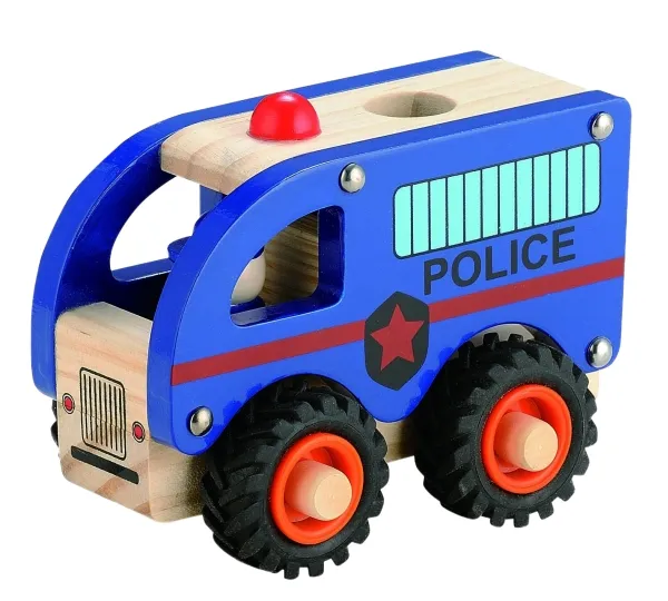 Magni Magni - Wooden police bus with rubber wheels (3896) /Cars, trains and vehicles