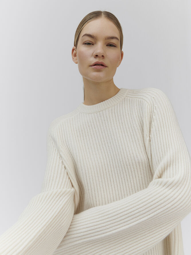 Rosemunde Fisherman rib pullover Hvid