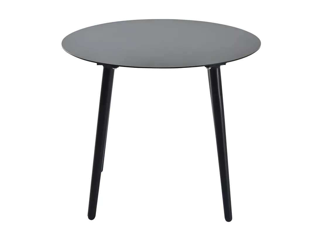 Lot de 2 fauteuils de jardin en aluminium - avec une table basse - tapis en rotin PE - Noir