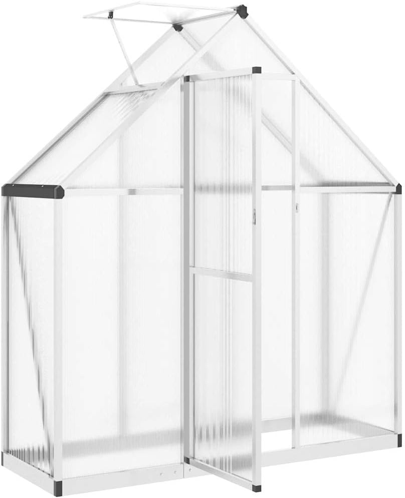 Refined Gewächshaus mit Fundamentrahmen Silbern 169x58x195cm Aluminimum