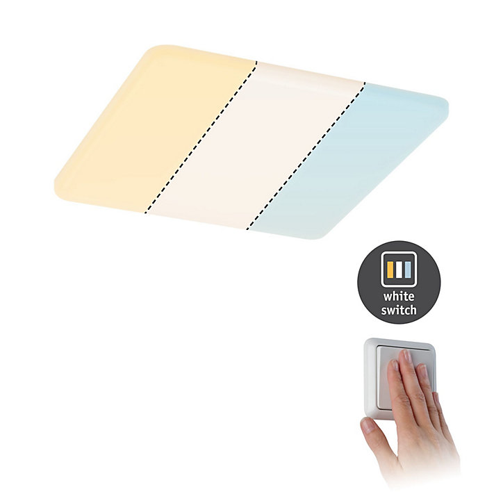 Panneau LED à encastrer Varifit Veluna 1500lm 14w IP44 L.18,5 x l.18,5 cm blanc froid et blanc chaud Paulmann transparent