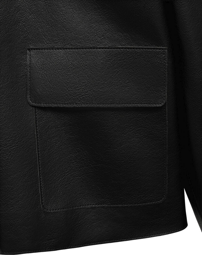 MANGO Faux leather jacket with pockets Black