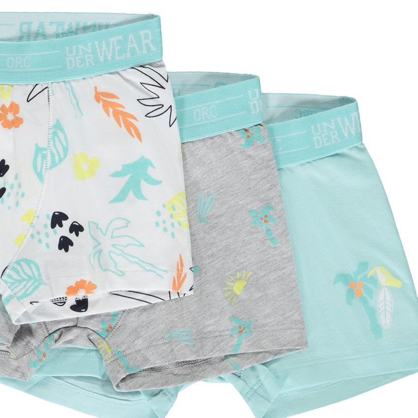 Lot de 7 boxers en jersey motifs palmiers pour garçon - Bleu