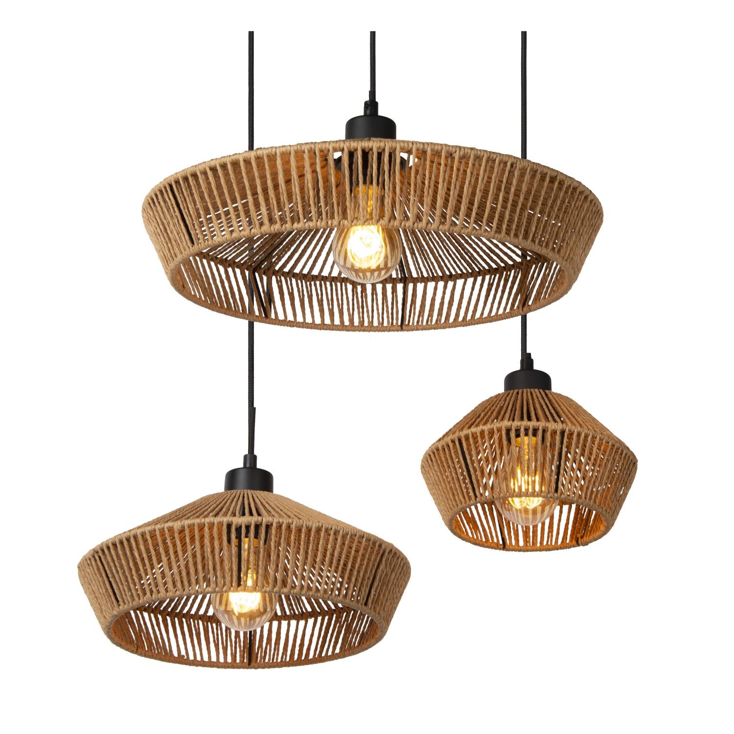 Yunkai cluster 3 hanglamp rond naturel