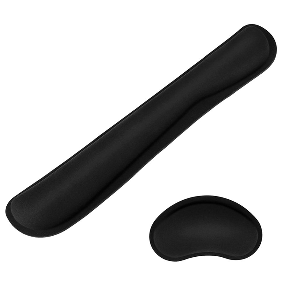 (2-tlg. Set) Ergonomische Mausmatten und Tastatur Handballenauflage für Arbeiten am Computer - Schwarz