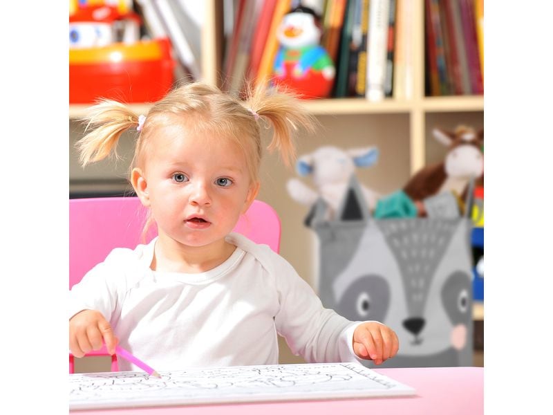 relaxdays Spielzeugkorb gross Waschbär Runder Aufbewahrungskorb für das Kinderzimmer