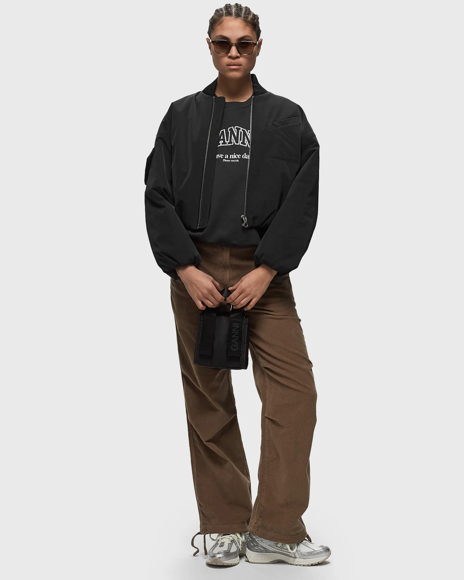Ganni Light Twill Oversized Short Bomber Jacket