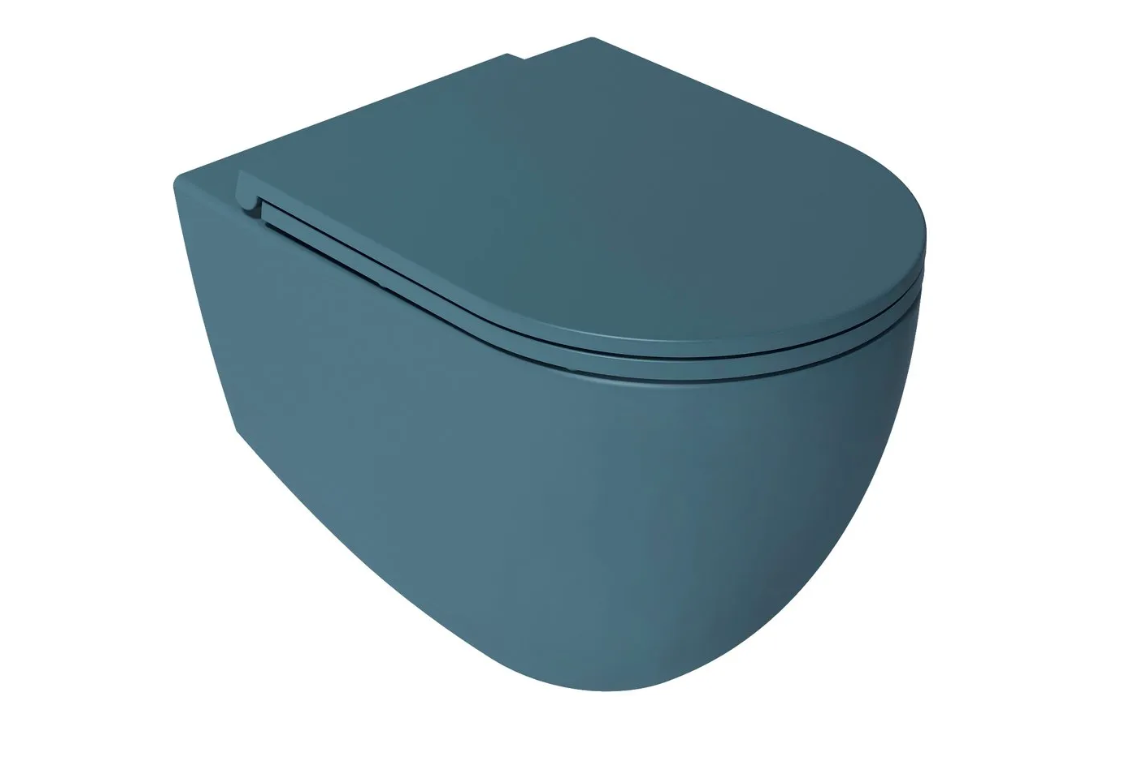 Isvea Durezza met Isvea Infinity randloos toilet petrol mat en softclose zitting