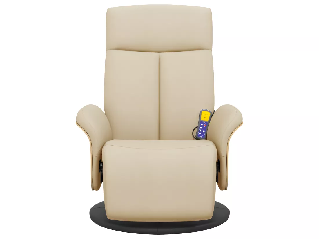 Fauteuil inclinable de massage avec repose-pieds crème tissu
