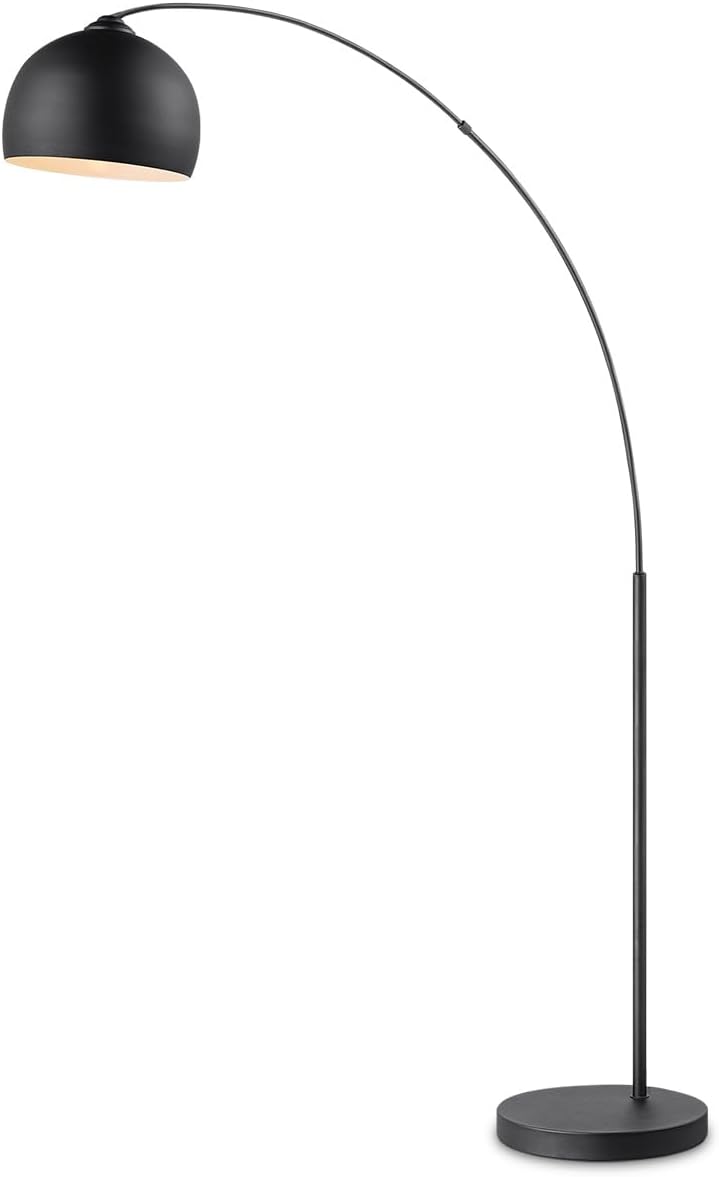 Home Sweet Home Bogenlampe Stehlampe Schwarz Metall 172cm, Stehleuchte Wohnzimmer Industrial Design, E27 Bogenleuchte mit Fußschalter & LED