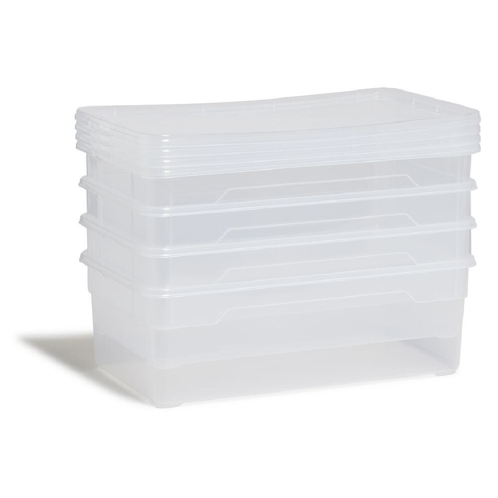 Lot de 4 box 11L plastique transparent