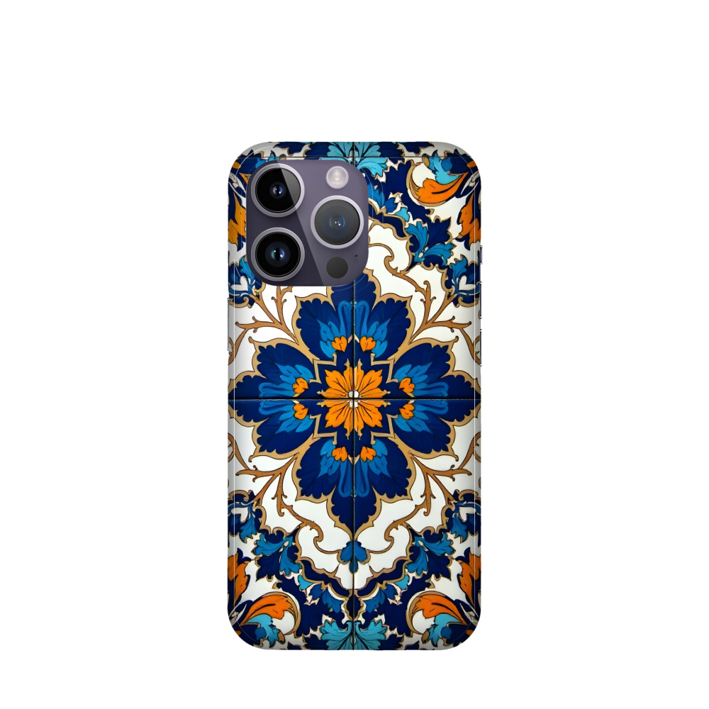 iPhone 14 Pro Kunststoff Hülle Majolika Royale - Blau
