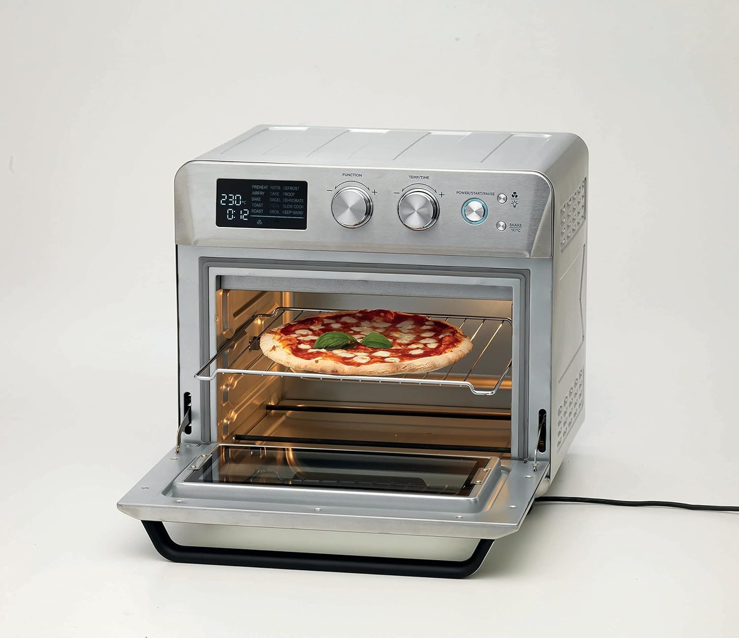 Ariete 4629 Airy Fryer Oven Digital SS, Luftfriteuse, Elektroofen, Fassungsvermögen 25 l, 1700 W, für Pizza 30 cm, LED-Display, Temperatur max. 230 °C, Silber