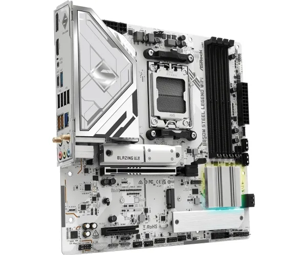 ASRock B850M STEEL LEGEND WIFI - Bundkort - micro ATX - Socket AM5 - AMD B850 Chipset - USB 3.2 Gen 2, USB-C 3.2 Gen2, USB 3.2 Gen 1 - 2.5 Gigabit LAN, Wi-Fi 7, Bluetooth - onboard grafik (CPU påkrævet) - HD Audio (8-kanaler)