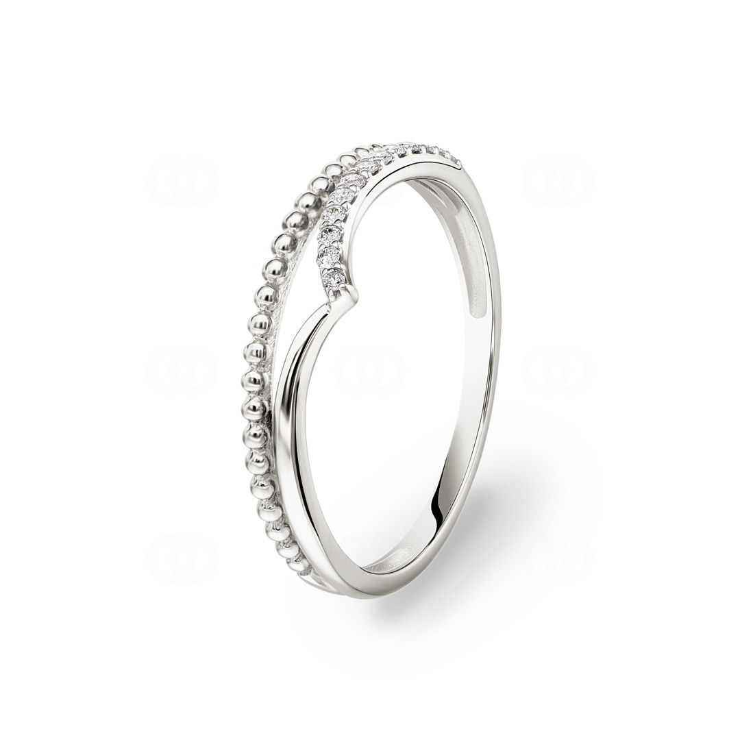 Damenring 750/18 K Weissgold mit Diamanten 0.07 ct H/si