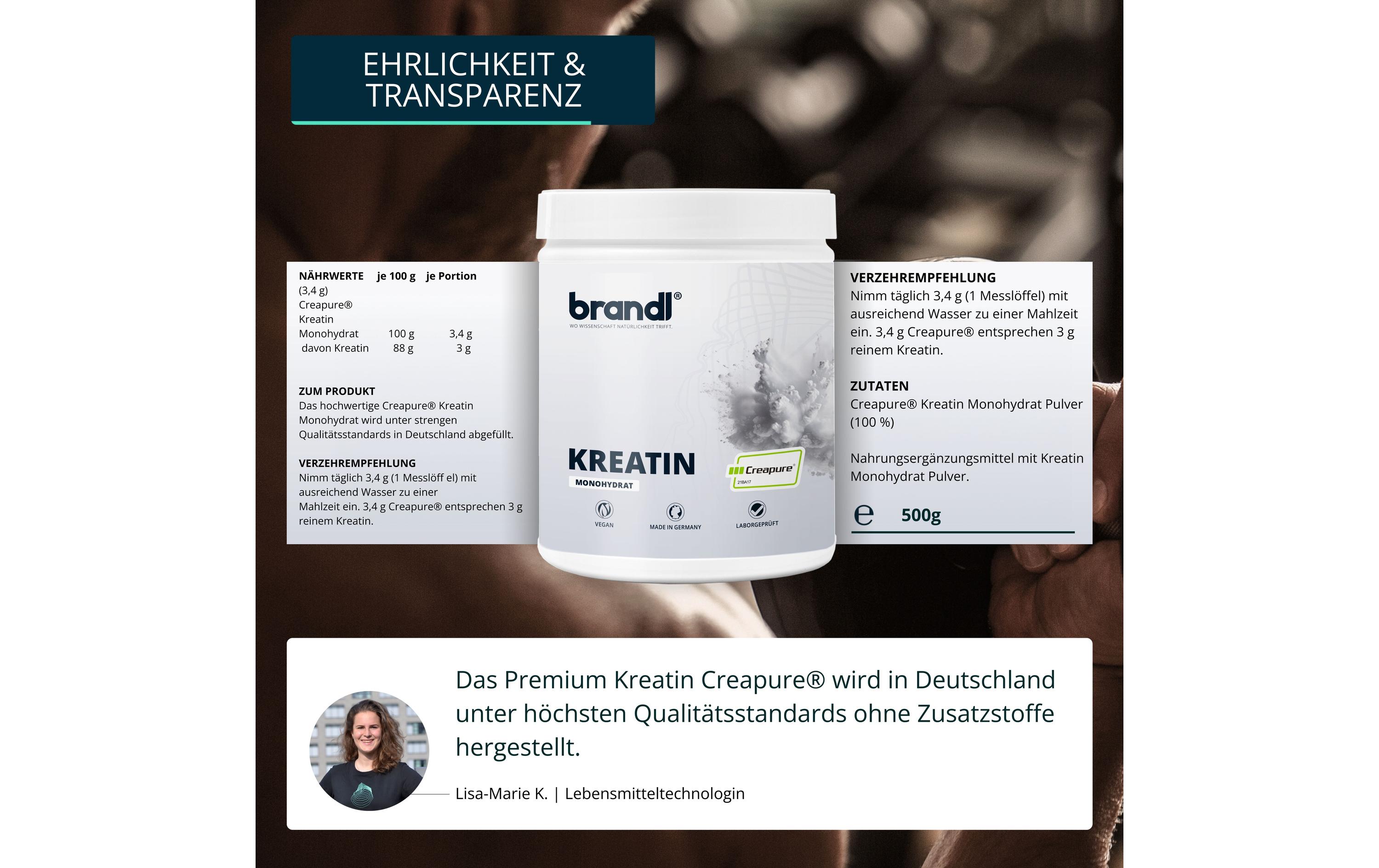Pulver Kreatin Monohydrat Neutral 500 gKreatin-Pulver