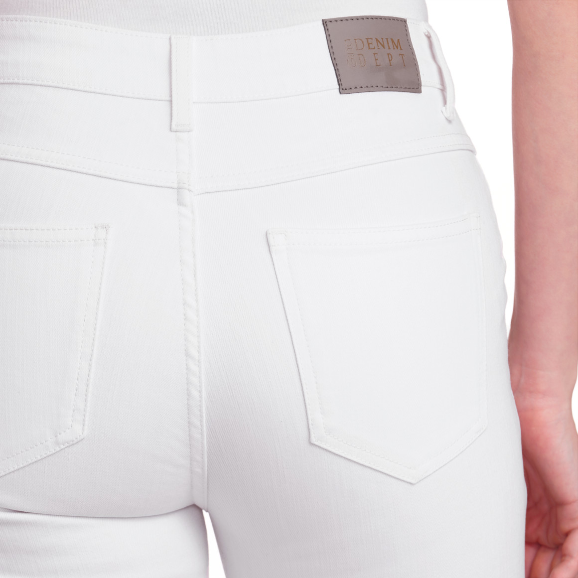 Gina Damen Straight-Jeans mit Nieten-Besatz weiss