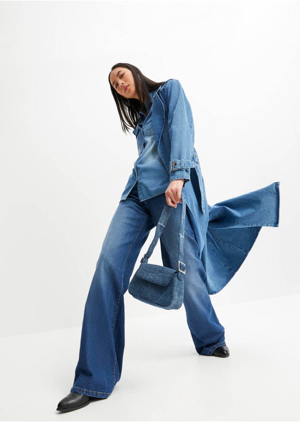Chemise en jean avec boutons-pression, manches longues