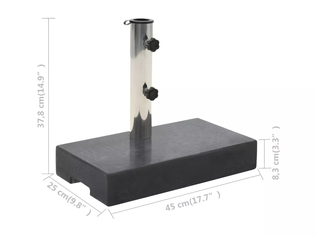 Prolenta Premium - Socle de parasol rectangulaire Granite 25 kg Noir