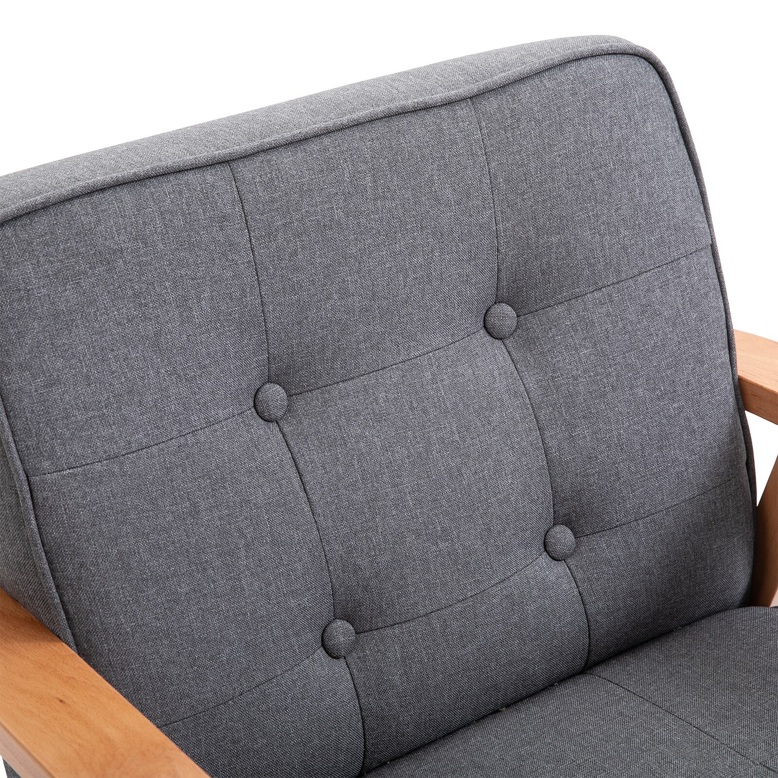 HOMCOM Polsterstuhl mit Armlehnen grau, natur 64,5 x 70 x 70 cm (BxTxH)