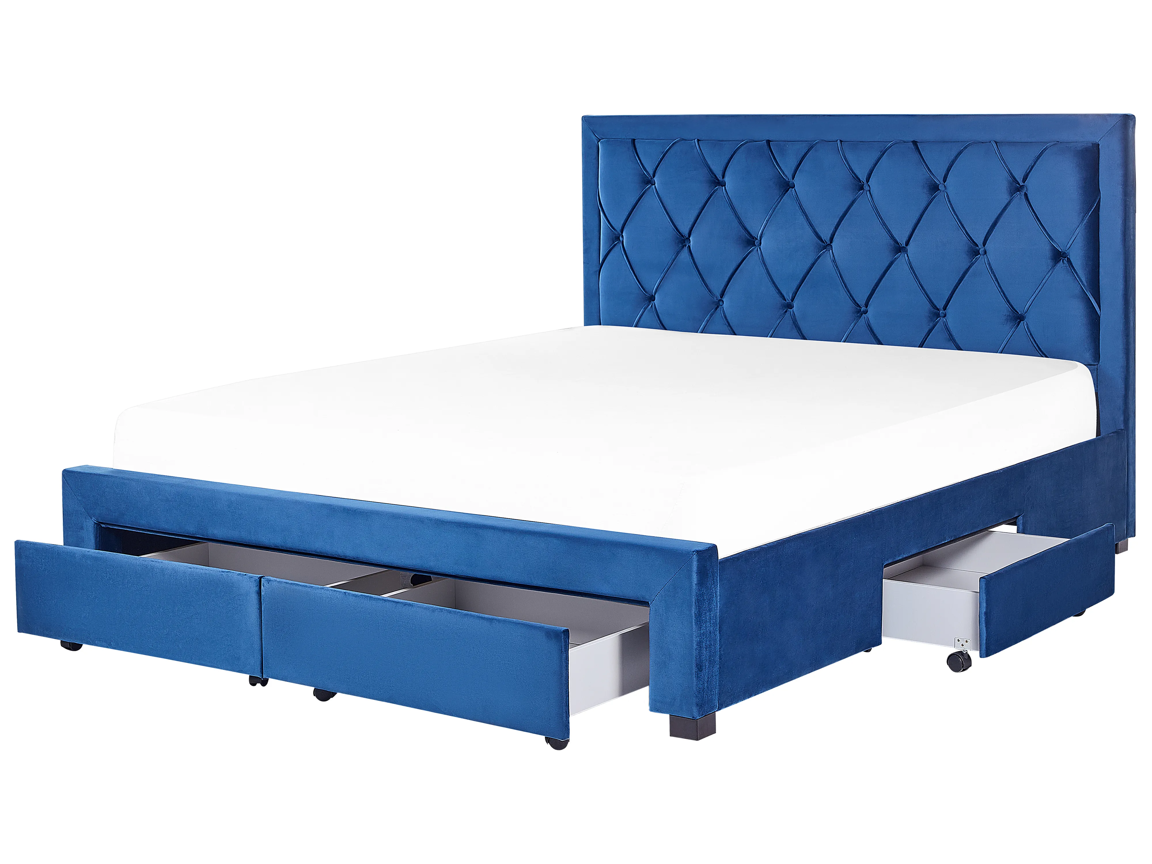 Bed met opbergladen Fluweel LIEVIN 180 x 200 cm Marineblauw