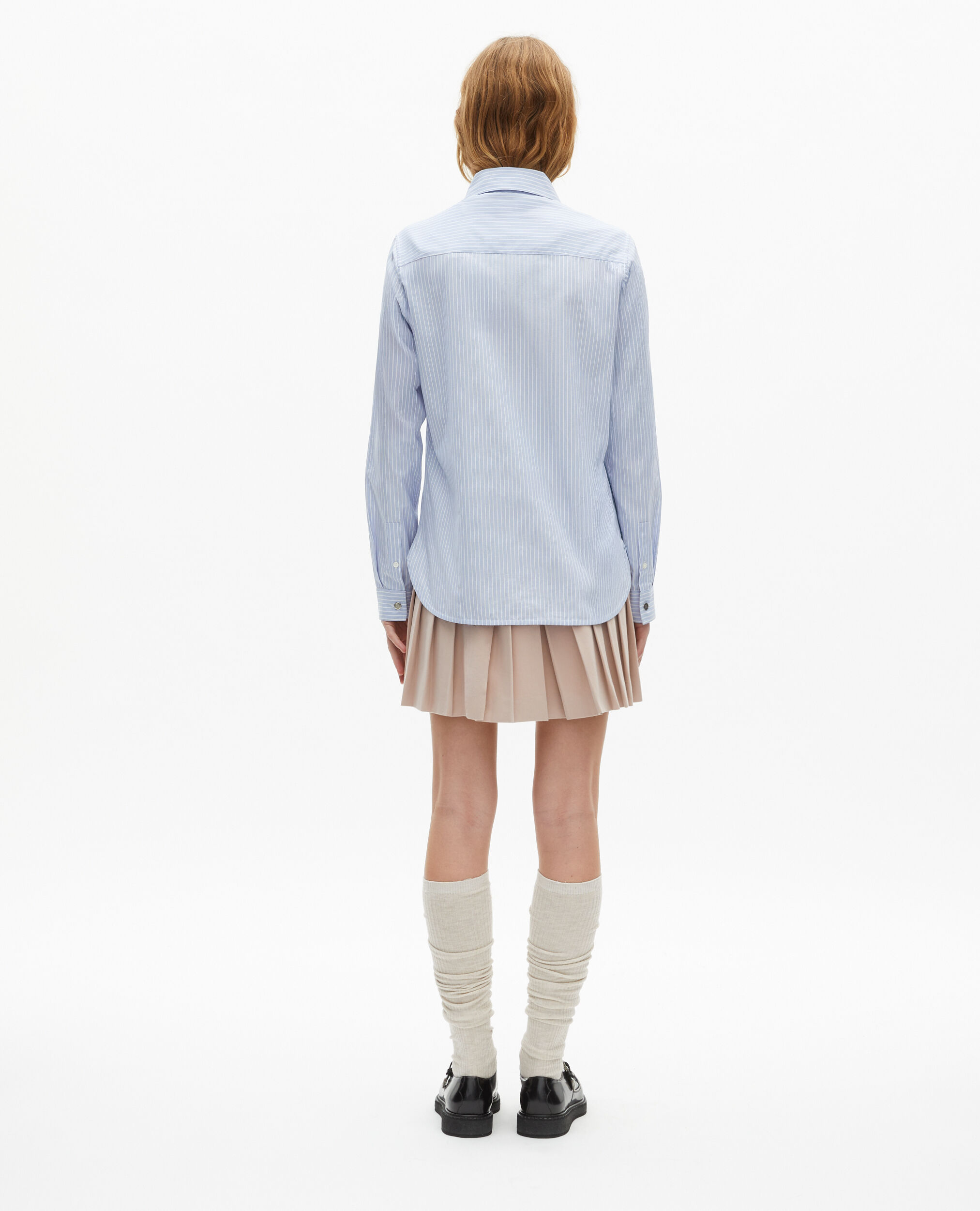 Chemise à rayures en popeline bleue