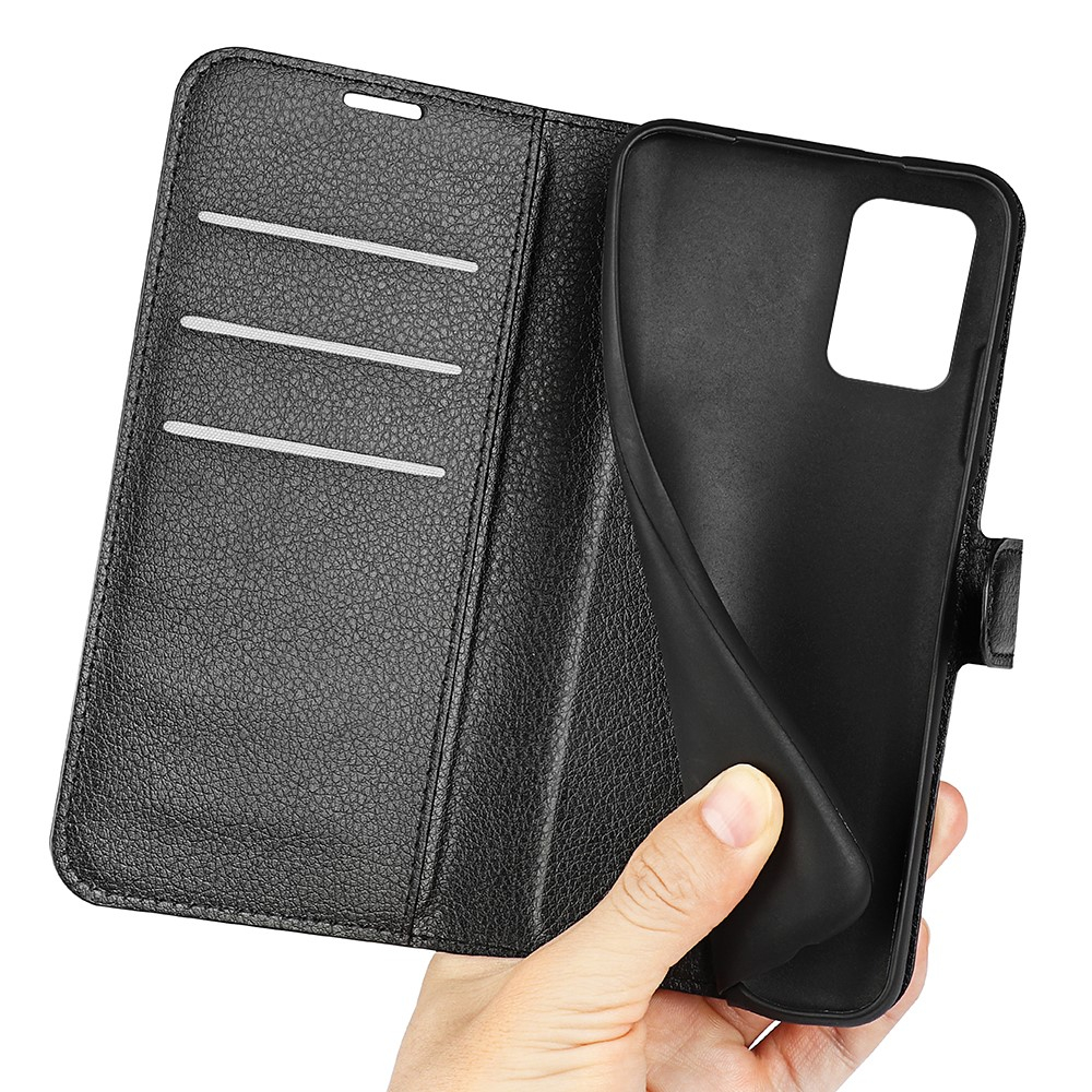 Samsung Galaxy A53 5G Leder Tasche Flip Cover Litchi Look - Schwarz
