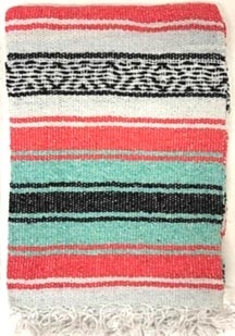 Side Shore Couverture Mex Blanket Mexicaine Coral Mint