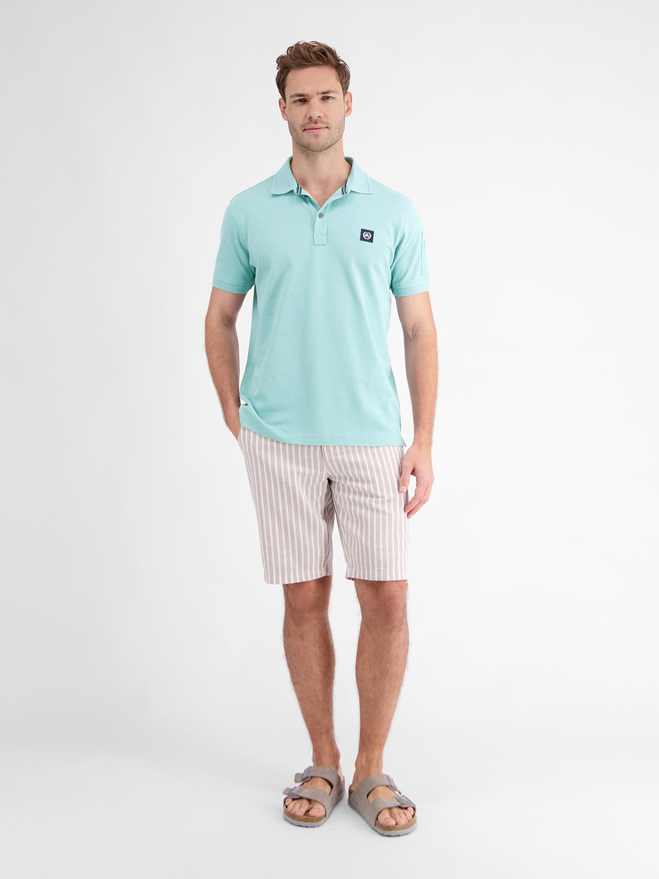 Unifarbenes gewaschenes Poloshirt mit Stretcheffekt