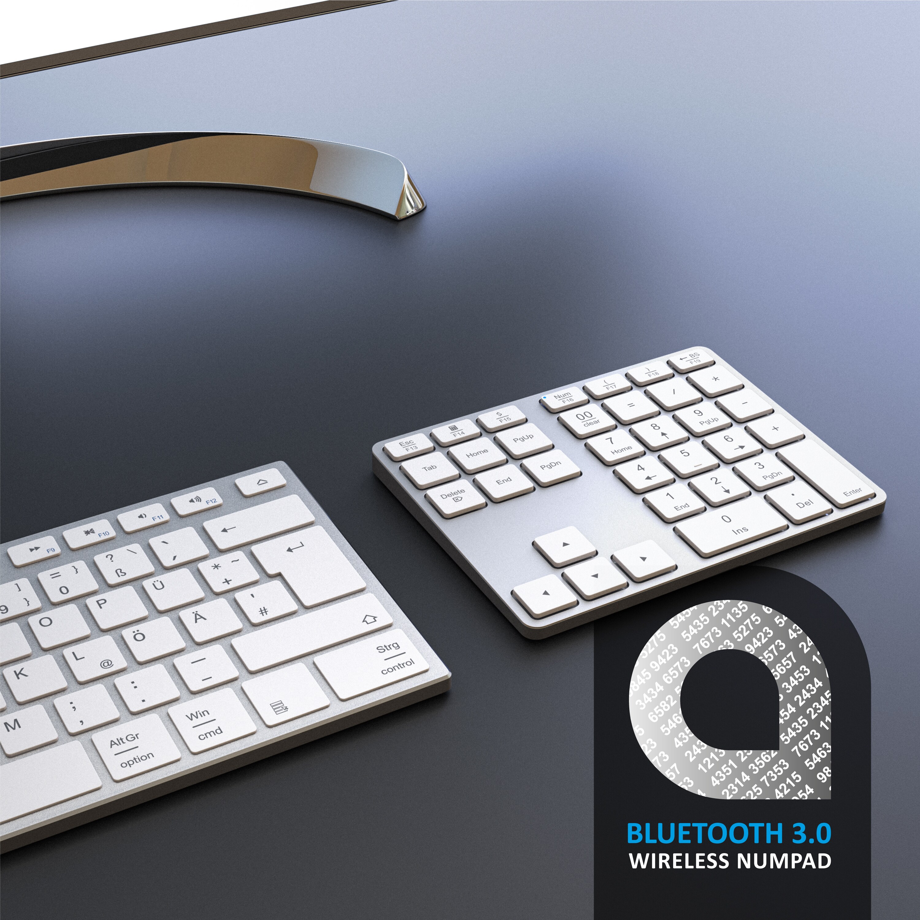 Aplic Bluetooth Numpad - Wireless Ziffernblock mit Multifunktionstasten - Keypad Aluminium - 35 Tasten - Bluetooth 3.0 - Kabellos