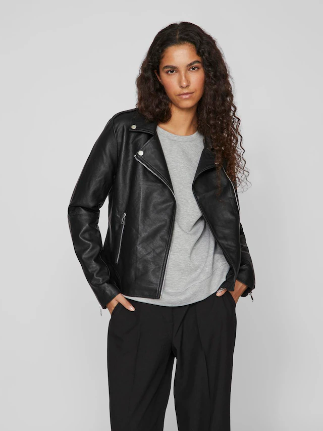 Vila Lederimitatjacke »VICARA COATED JACKET - NOOS« mit Biker Details