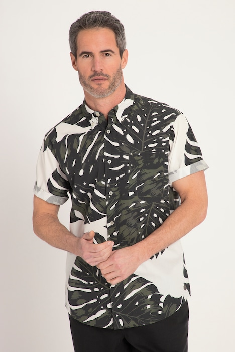 Hemd, Beachwear, Halbarm, Tropical Print, Buttondown-Kragen, Modern Fit