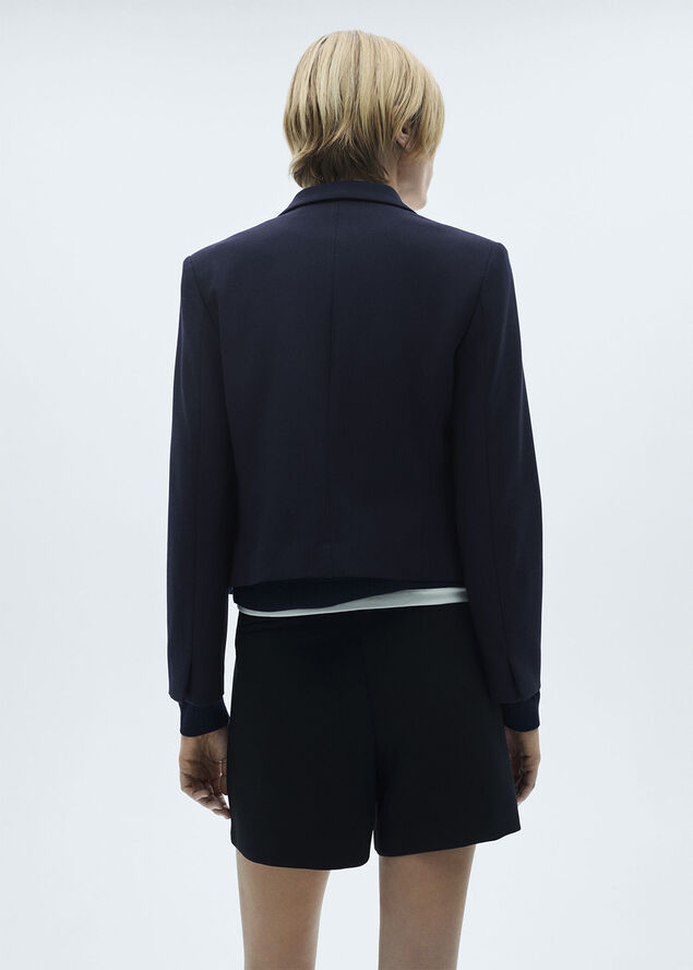 MANGO Cropped jacket with buttons Navy